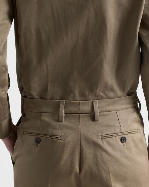 Prada Natural Pleated Straight-Leg Pants