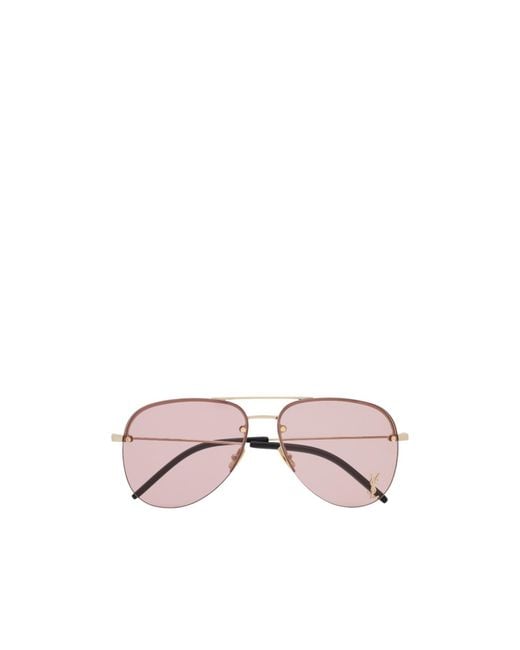 Saint Laurent Pink Frameless Aviator Sunglasses