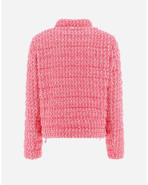 Herno Pink Tweed Bomber Jacket