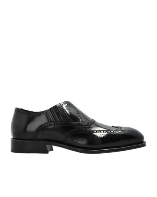 Alexander McQueen Black Brogue Style Slip-On Loafers for men