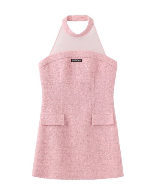 Marissa Chiara Pink Mesh Halterneck Dress
