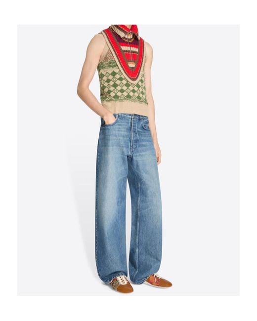 Dries Van Noten Blue Loose Denim Pants for men