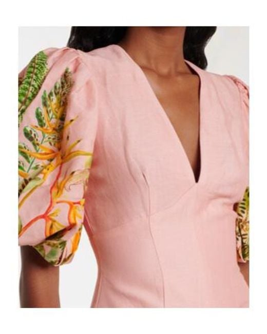 ALÉMAIS Pink Papaya Linen-Blend Minidress