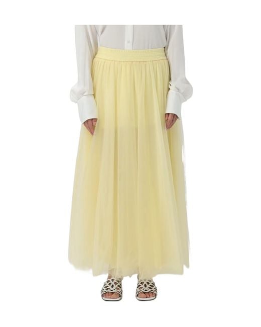 Fabiana Filippi Yellow Gauze Umbrella-Shaped Mid-Length Skirt