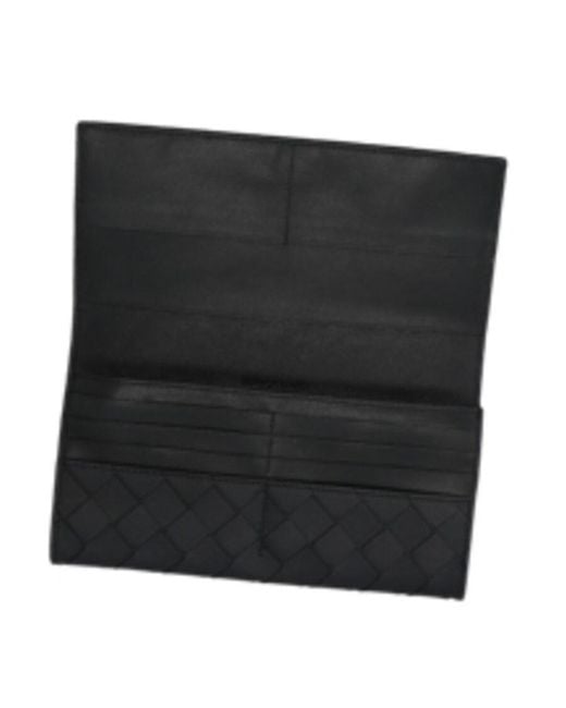 Bottega Veneta Black Intrecciato Weave Continental Wallet