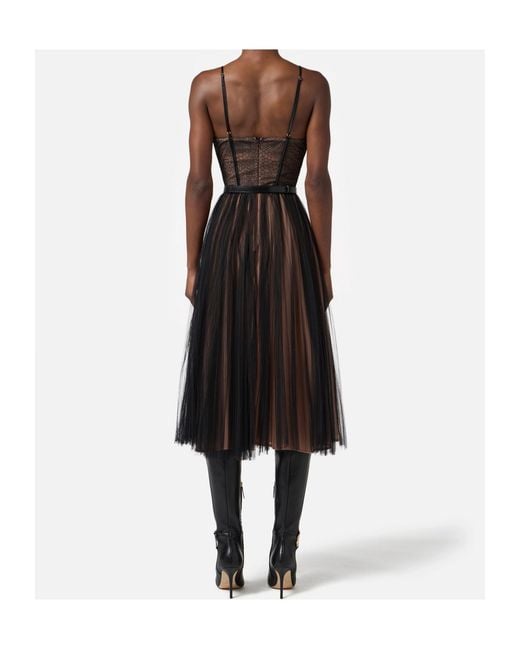 Elisabetta Franchi Purple Bustier Belt Tulle Dress