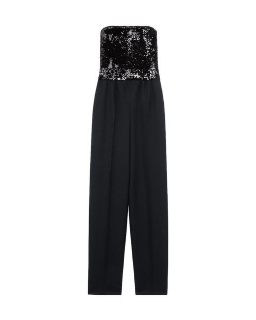 Céline Black Jumpsuit With Embroidered Bustier