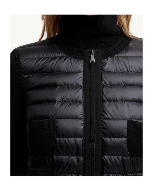 Moncler Black Padded Wool Zip-Up Cardigan