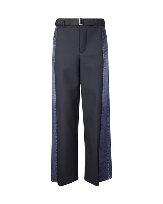 Sacai Blue Colourblocked Pants
