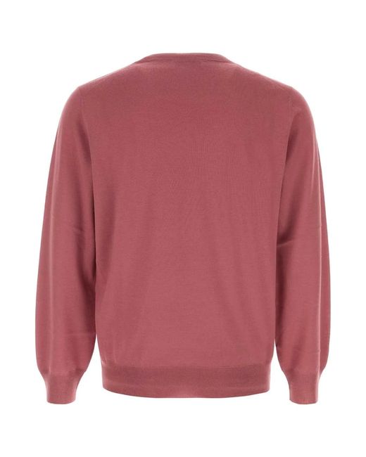 Brunello Cucinelli Pink Long-Sleeve Knitted Sweater for men