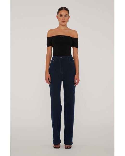 ROTATE BIRGER CHRISTENSEN Blue Straight-Leg Cotton-Blend Jeans