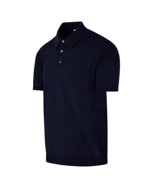 Roberto Collina Blue Fine Knit Polo Shirt for men