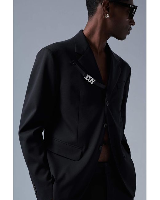 DSquared² Black Wool Single-Breasted Blazer for men