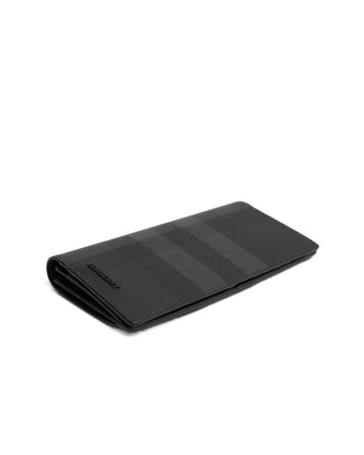 Burberry Black Cavendish Check E-Canvas Wallet for men