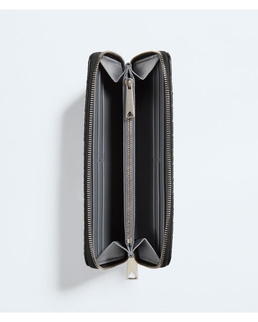 Bottega Veneta Black Intrecciato Piccolo Zip-Around Wallet for men