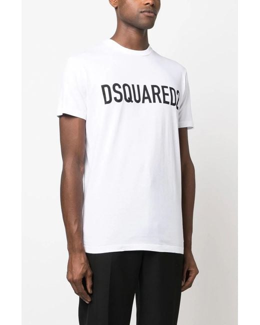 DSquared² White Logo-Printed Crewneck T-Shirt for men