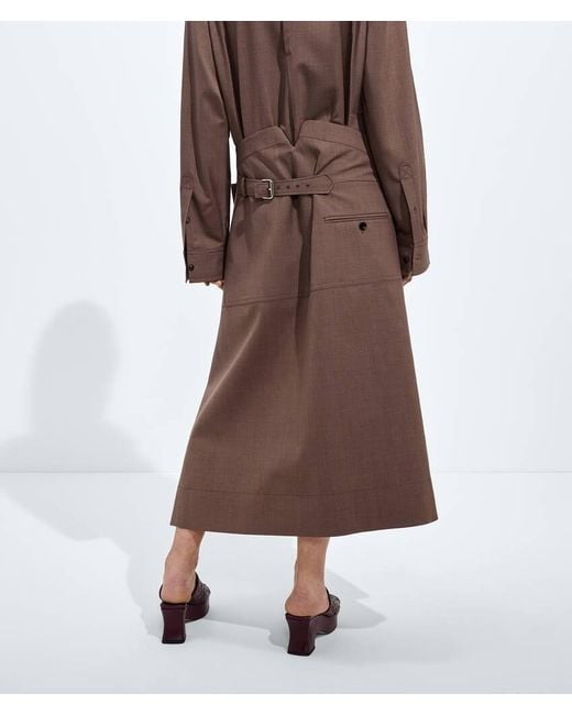 Bottega Veneta Brown Light Wool Toile Skirt