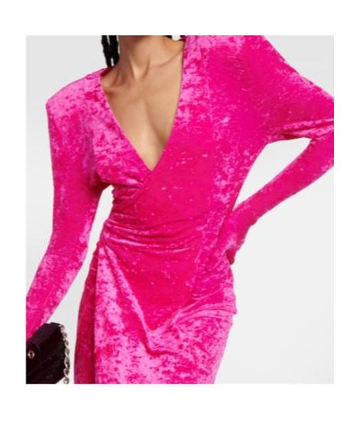 Vetements Pink A Long Velvet Dress With Gloves