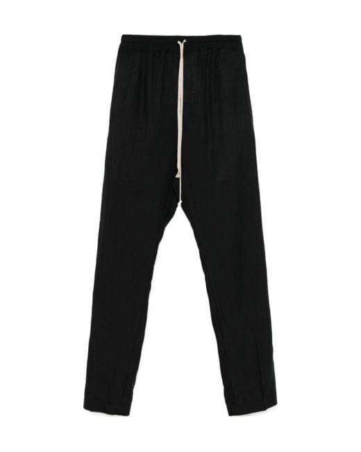 Rick Owens Black Slim Fit Drawstring Trousers for men