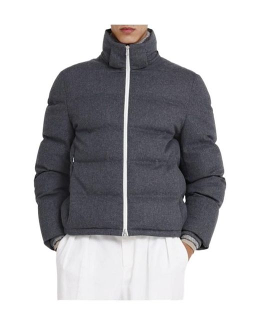 Brunello Cucinelli Gray Wool Cashmere Down Jacket for men