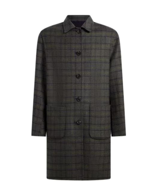 Etro Blue Reversible Wool-Blend Coat for men