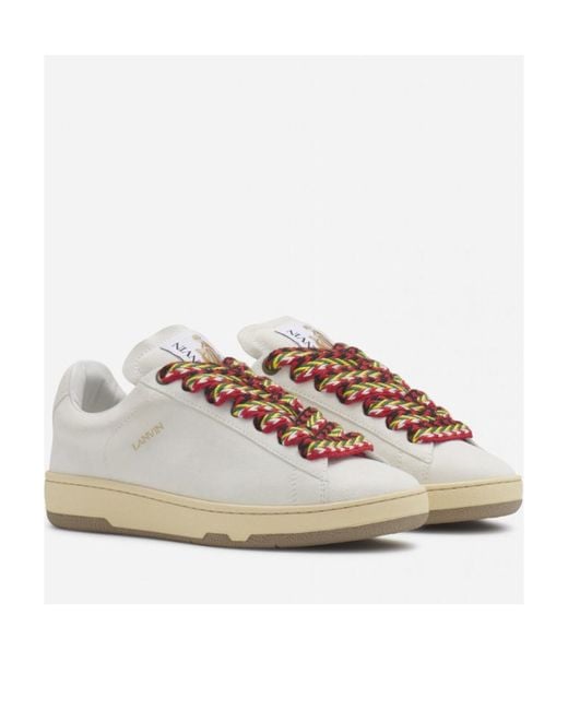 Lanvin White Suede Low-Top Sneakers