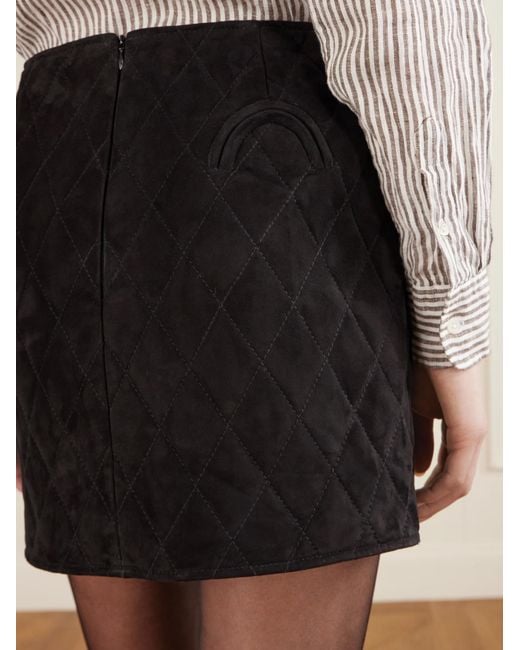 Blazé Milano Black Viva Coci Quilted Suede Mini Skirt