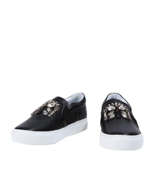 Lanvin Black Jewelry Leather Slip
