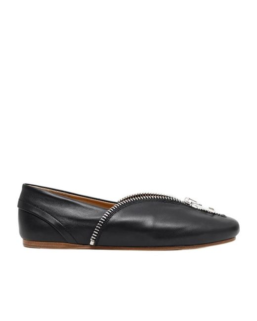 J.W. Anderson Black Leather Ballerinas With Biker Zip