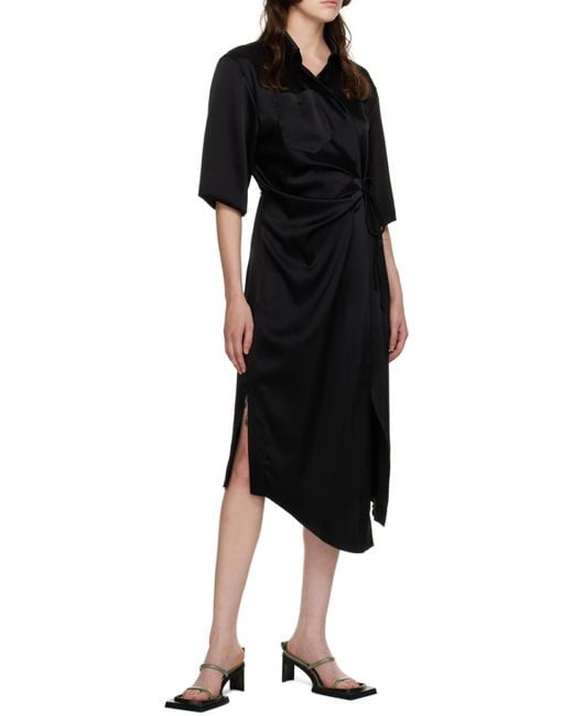 Nanushka Black Asymmetrical Wrapped Dress