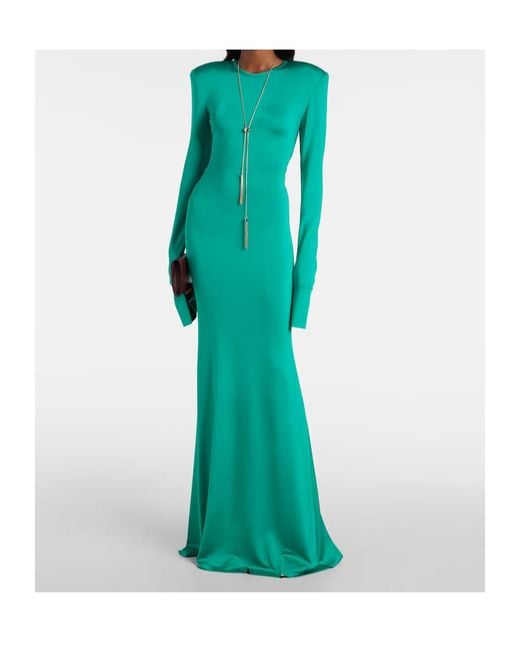 Victoria Beckham Green Long-Sleeved Dress