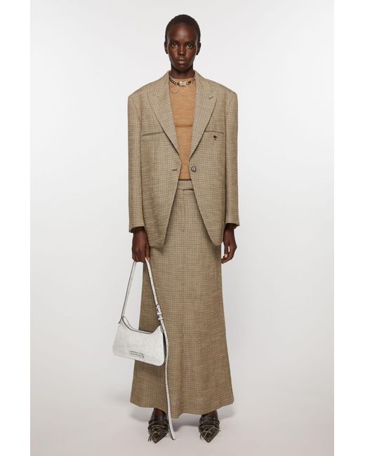 Acne Natural Checked Maxi Skirt