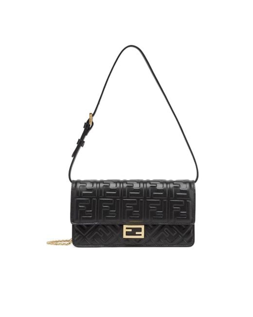 Fendi Black Wallet On Chain Baguette