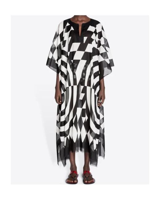 Dries Van Noten Black Oversized Graphic Printed Kaftan