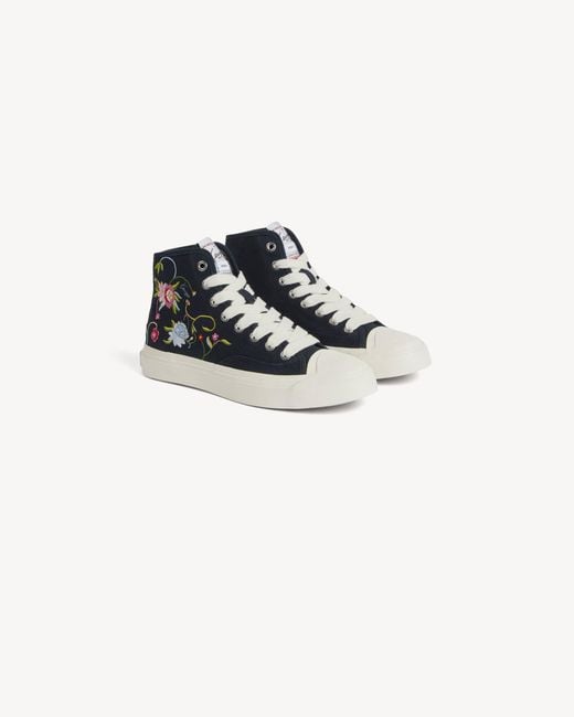 KENZO Black Hoshi Embroidered High Top Sneakers for men