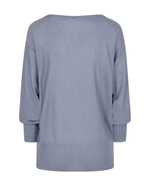 Herno Blue Sequinned Knitted Jumper