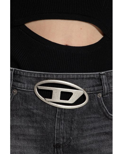 DIESEL Black Peris Cut-Out Ribbed-Knit Top