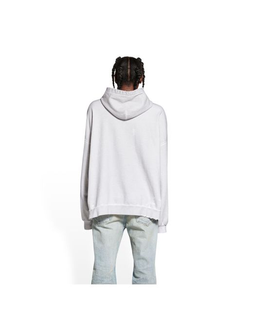 Balenciaga White Graphic Printed Long-Sleeved Hoodie