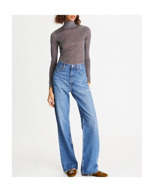 Tory Burch Gray Lurex Turtleneck Jumper
