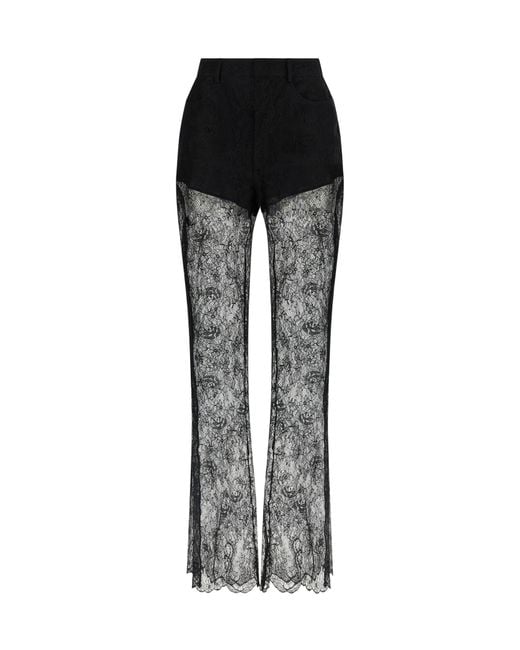 GIUSEPPE DI MORABITO Black Lace-Detailed Flared Trousers
