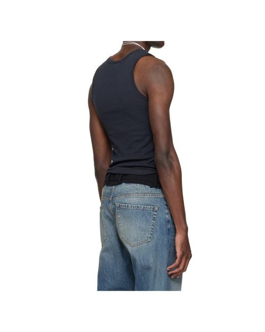 VAQUERA Black Graphic Slim Tank Top for men