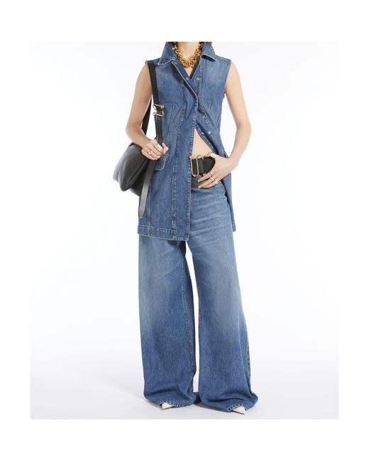 Sportmax Blue Carabo Sleeveless Denim Mini Dress