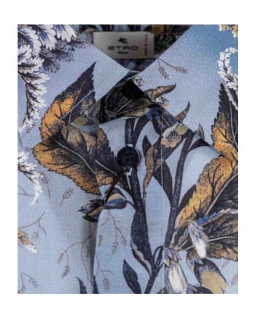 Etro Blue Pattern-Printed Button-Up Shirt for men