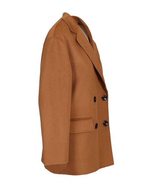 Max Mara Caban In Wool And Silk Coats Brown
