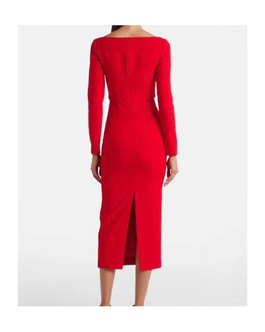 Roland Mouret Red Draped Crêpe Midi Dress