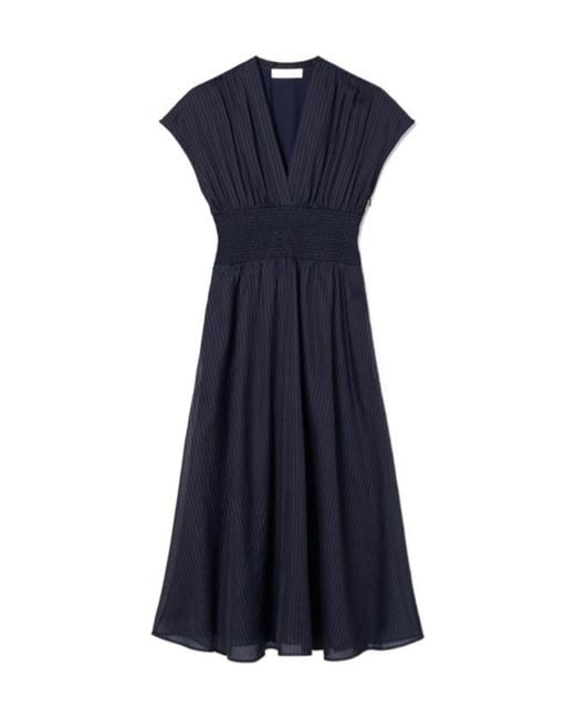 Tory Burch Blue Striped Midi Dress