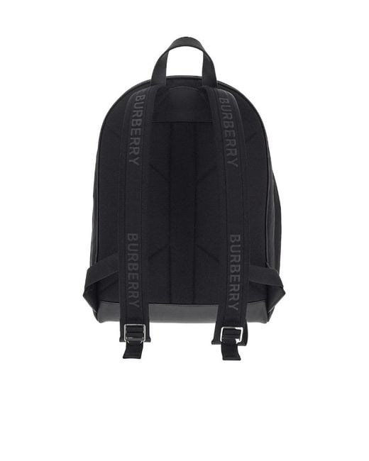 Burberry Black Logo Printed Zip-Up Backpack for men