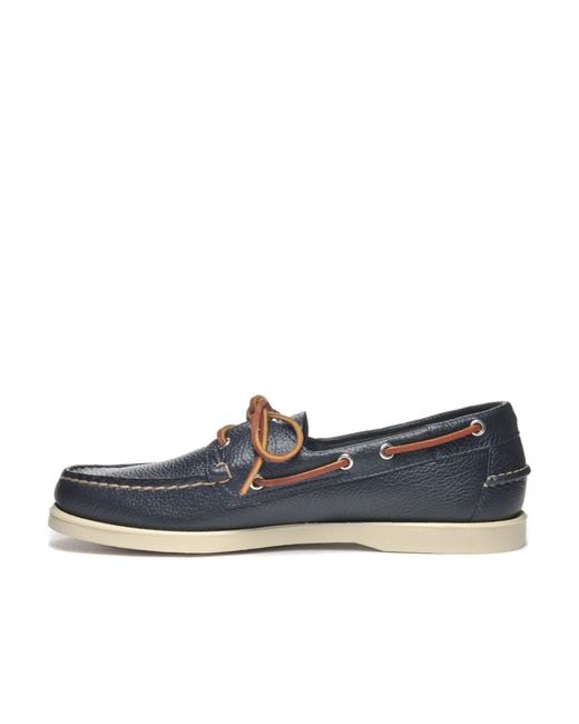 Sebago Blue Portland Martellato Lace-Up Loafers for men