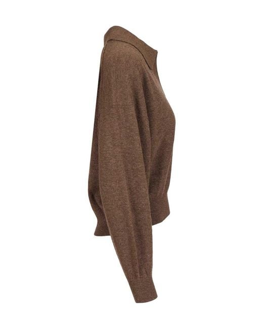 Lisa Yang Brown Katriel Polo Knitted Sweater