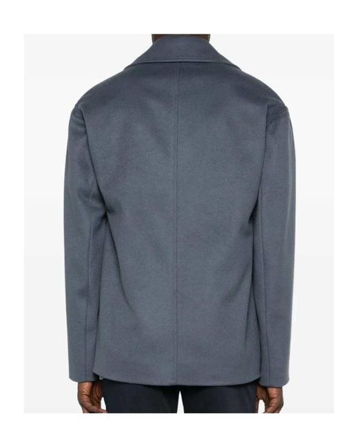 Lardini Blue Double-Breasted Coat for men